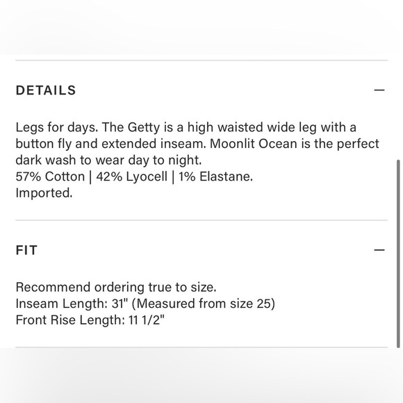 Rails The Getty High Rise Wide Leg Jeans size 31 Moonlit Ocean - Picture 9 of 9